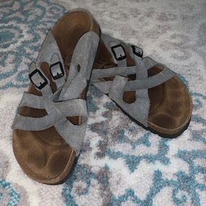 Blue Suede Birkenstock Sandals